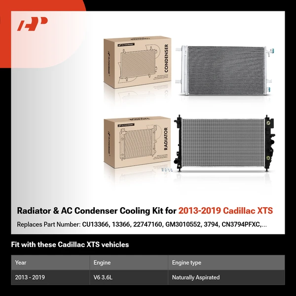 Radiator & AC Condenser Cooling Kit for 2013-2019 Cadillac XTS