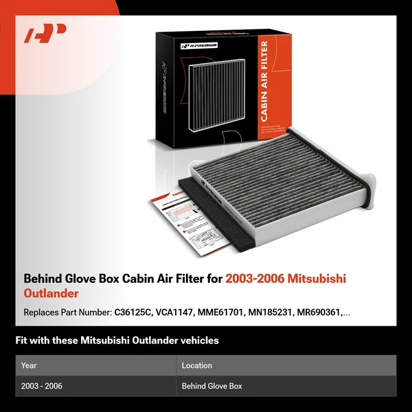 Behind Glove Box Cabin Air Filter for 2003-2006 Mitsubishi Outlander