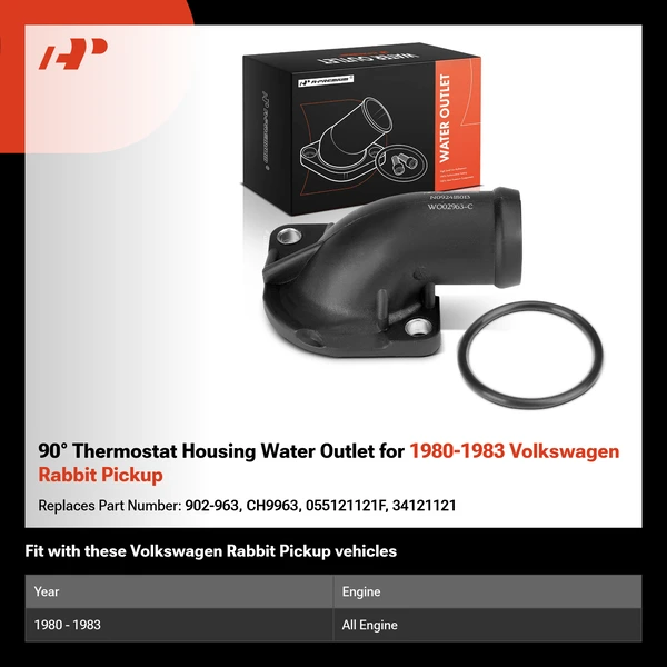 90° Thermostat Housing Water Outlet for 1980-1983 Volkswagen Rabbit Pickup