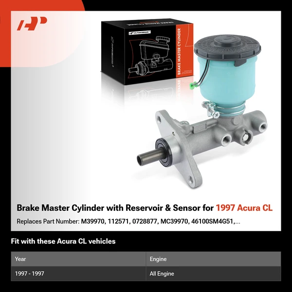 Brake Master Cylinder with Reservoir & Sensor for 1997 Acura CL