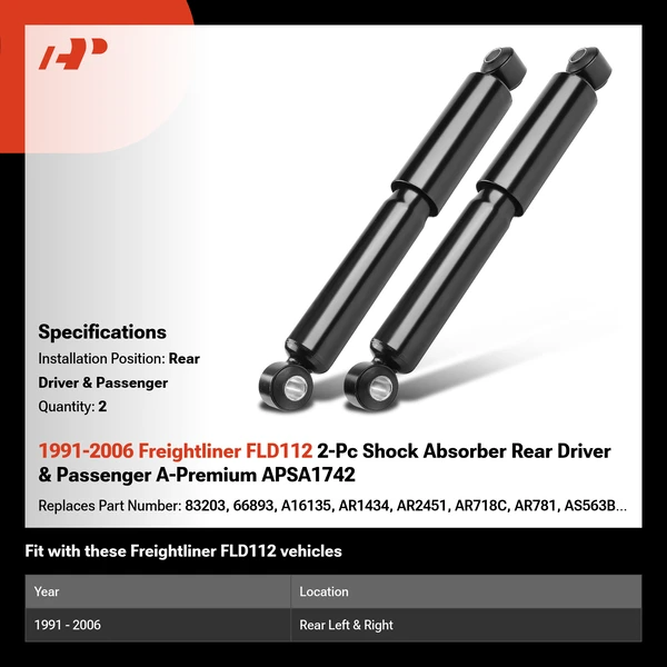 1991-2006 Freightliner FLD112 2-Pc Shock Absorber Rear Driver & Passenger A-Premium APSA1742