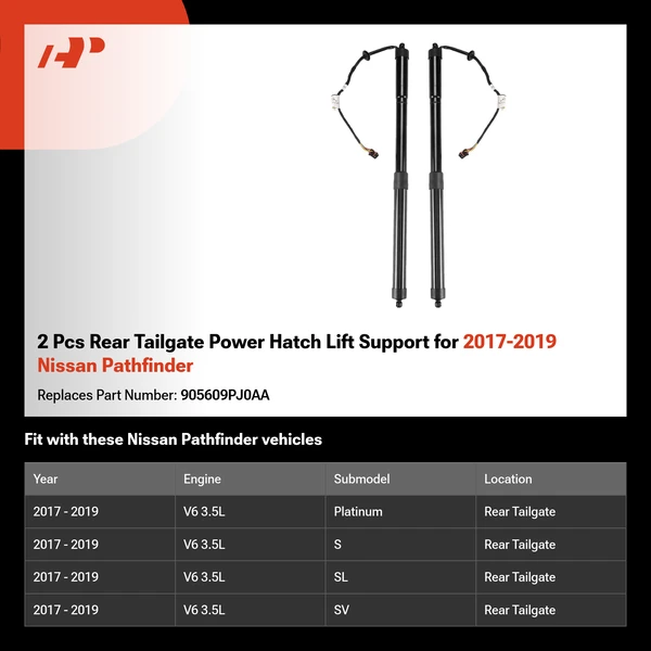 2 Pcs Rear Tailgate Power Hatch Lift Support for 2017-2019 Nissan Pathfinder