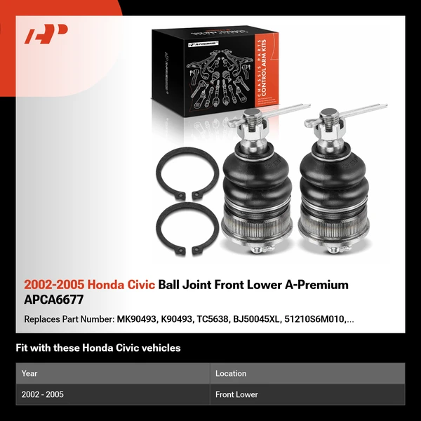 2002-2005 Honda Civic Ball Joint Front Lower A-Premium APCA6677