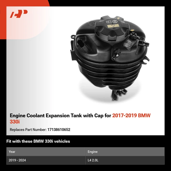 Engine Coolant Expansion Tank with Cap for 2017-2019 BMW 330i
