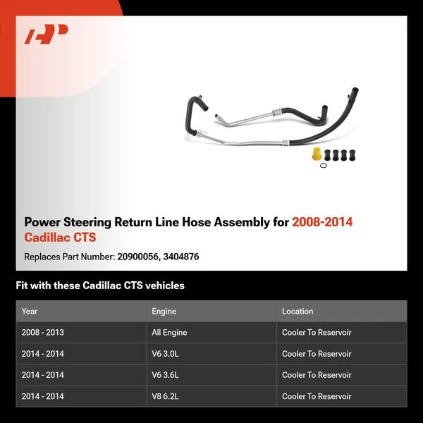 Power Steering Return Line Hose Assembly for 2008-2014 Cadillac CTS