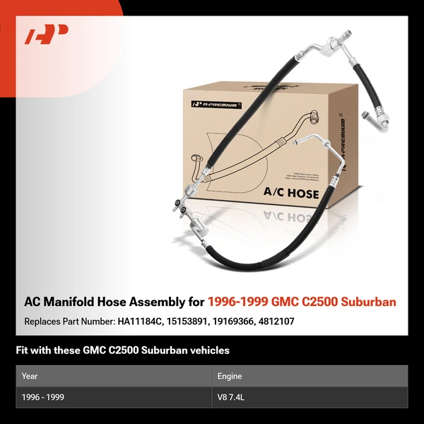AC Manifold Hose Assembly for 1996-1999 GMC C2500 Suburban