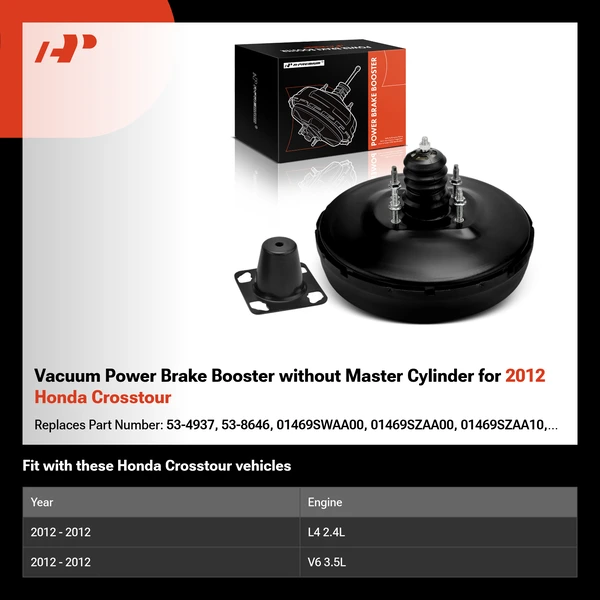 Vacuum Power Brake Booster without Master Cylinder for 2012 Honda Crosstour