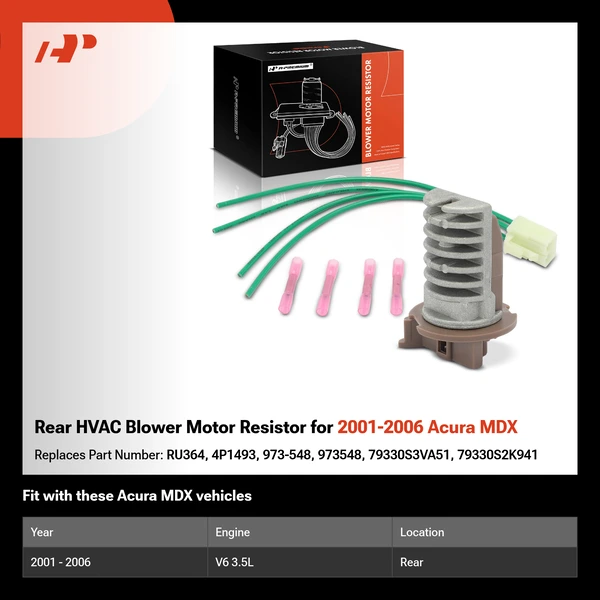 Rear HVAC Blower Motor Resistor for 2001-2006 Acura MDX