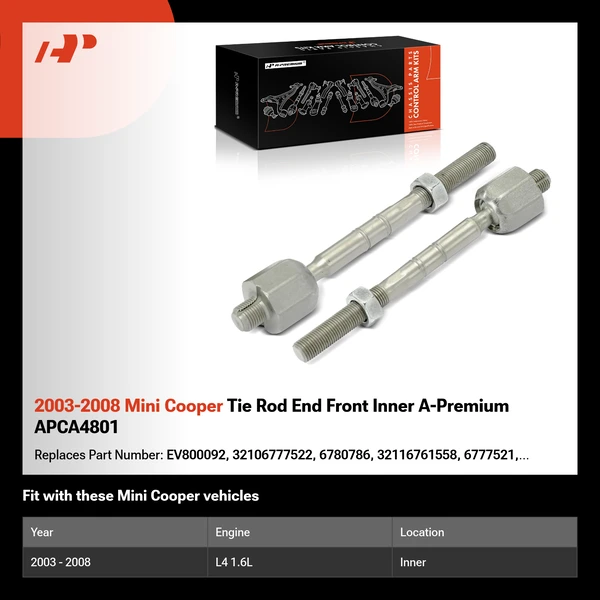 2003-2008 Mini Cooper Tie Rod End Front Inner A-Premium APCA4801