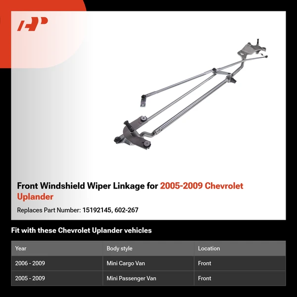 Front Windshield Wiper Linkage for 2005-2009 Chevrolet Uplander
