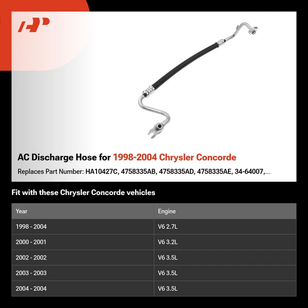 AC Discharge Hose for 1998-2004 Chrysler Concorde