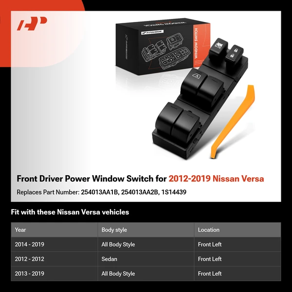 Front Driver Power Window Switch for 2012-2019 Nissan Versa