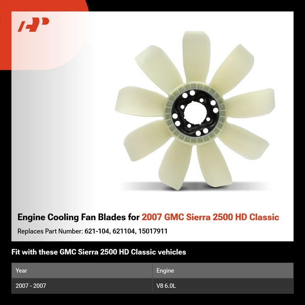 Engine Cooling Fan Blades for 2007 GMC Sierra 2500 HD Classic