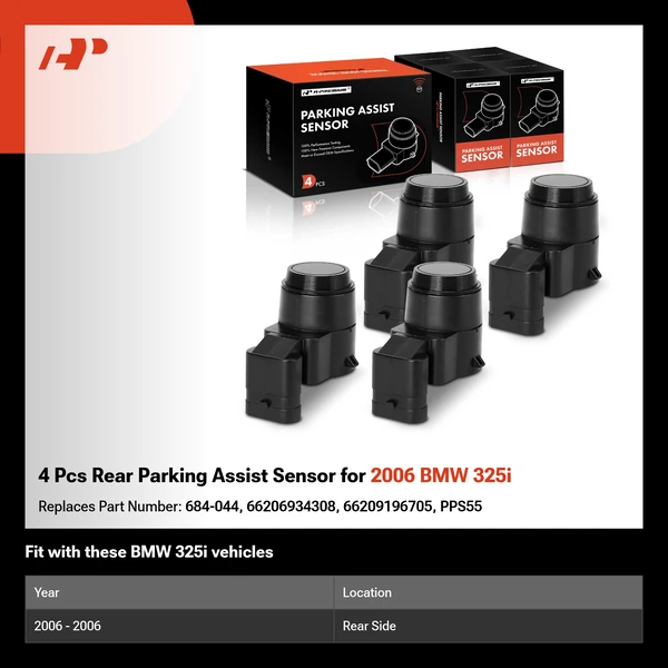 4 Pcs Rear Parking Assist Sensor for 2006 BMW 325i