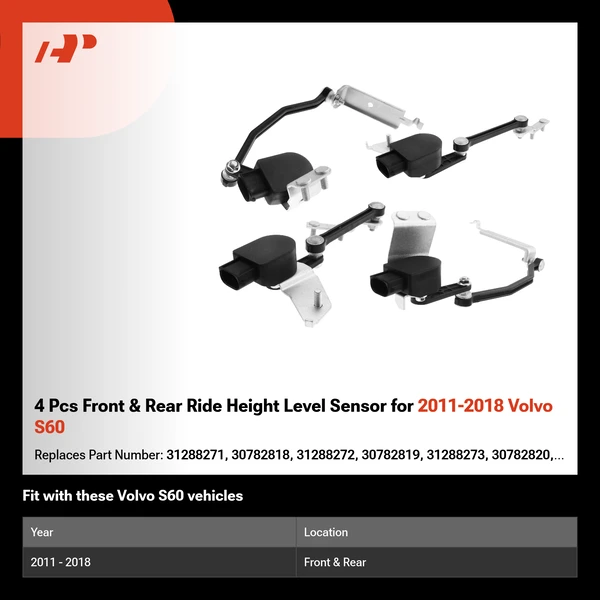 4 Pcs Front & Rear Ride Height Level Sensor for 2011-2018 Volvo S60