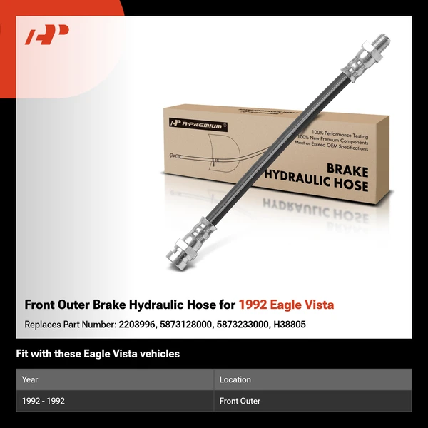 Front Outer Brake Hydraulic Hose for 1992 Eagle Vista
