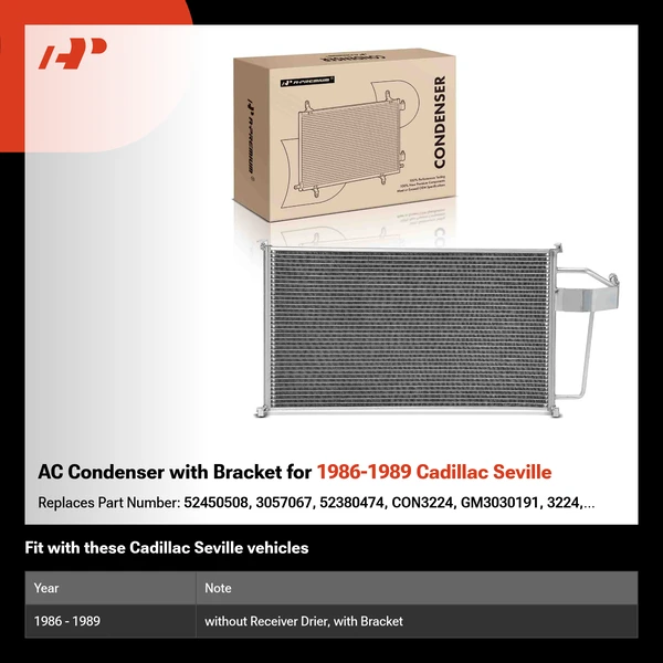 AC Condenser with Bracket for 1986-1989 Cadillac Seville