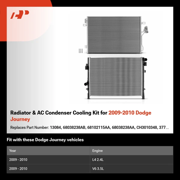 Radiator & AC Condenser Cooling Kit for 2009-2010 Dodge Journey
