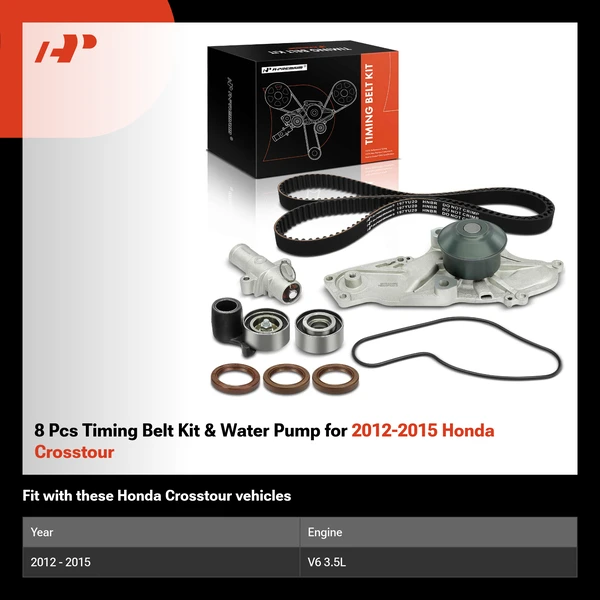 8 Pcs Timing Belt Kit & Water Pump for 2012-2015 Honda Crosstour