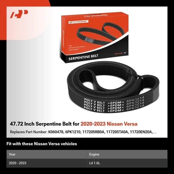 47.72 Inch Serpentine Belt for 2020-2023 Nissan Versa