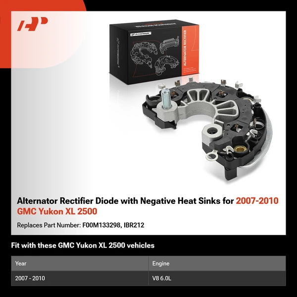 Alternator Rectifier Diode with Negative Heat Sinks for 2007-2010 GMC Yukon XL 2500