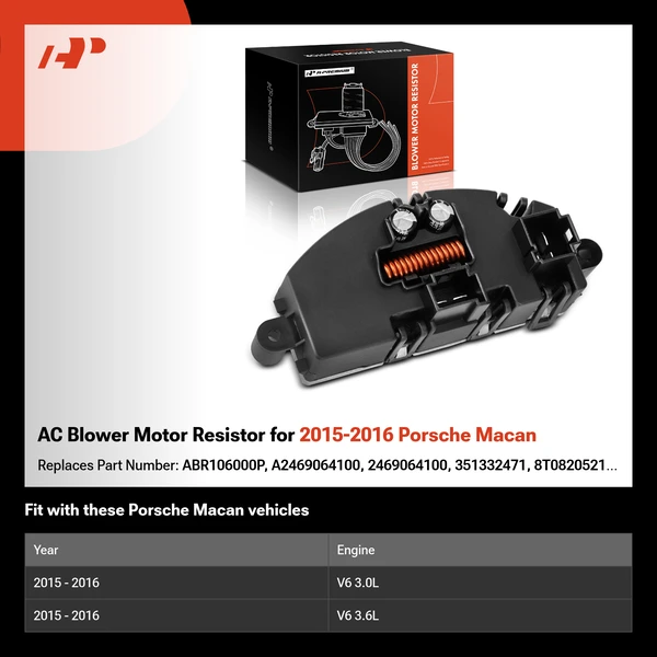 AC Blower Motor Resistor for 2015-2016 Porsche Macan