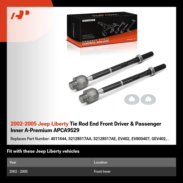 2002-2005 Jeep Liberty Tie Rod End Front Driver & Passenger Inner A-Premium APCA9529
