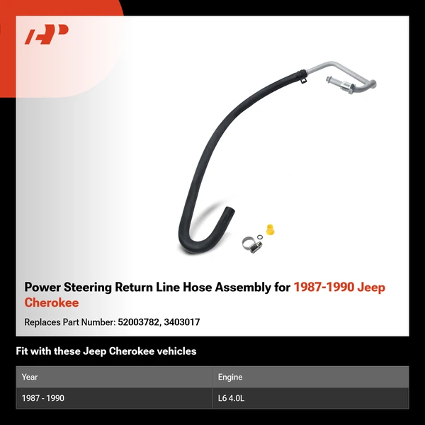 Power Steering Return Line Hose Assembly for 1987-1990 Jeep Cherokee