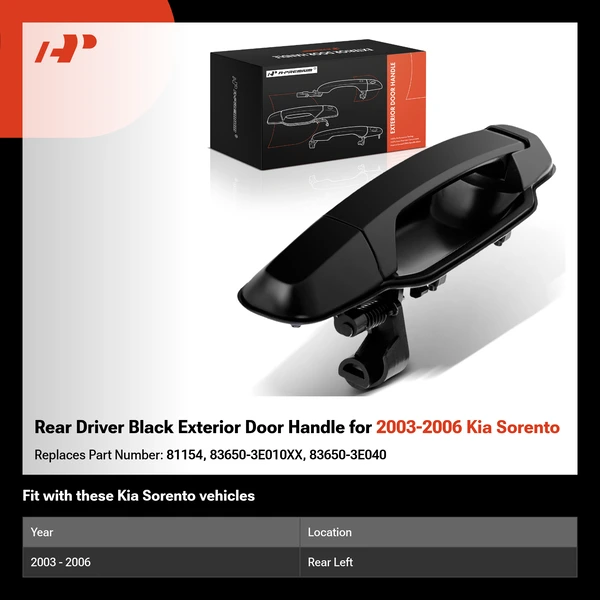 Rear Driver Black Exterior Door Handle for 2003-2006 Kia Sorento