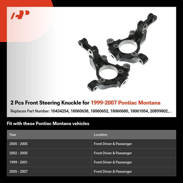 2 Pcs Front Steering Knuckle for 1999-2007 Pontiac Montana