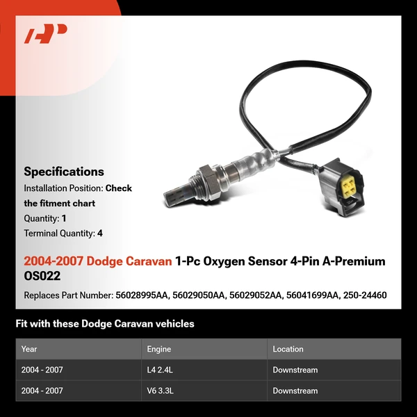2004-2007 Dodge Caravan 1-Pc Oxygen Sensor 4-Pin A-Premium OS022
