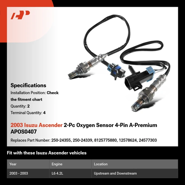 2003 Isuzu Ascender 2-Pc Oxygen Sensor 4-Pin A-Premium APOS0407