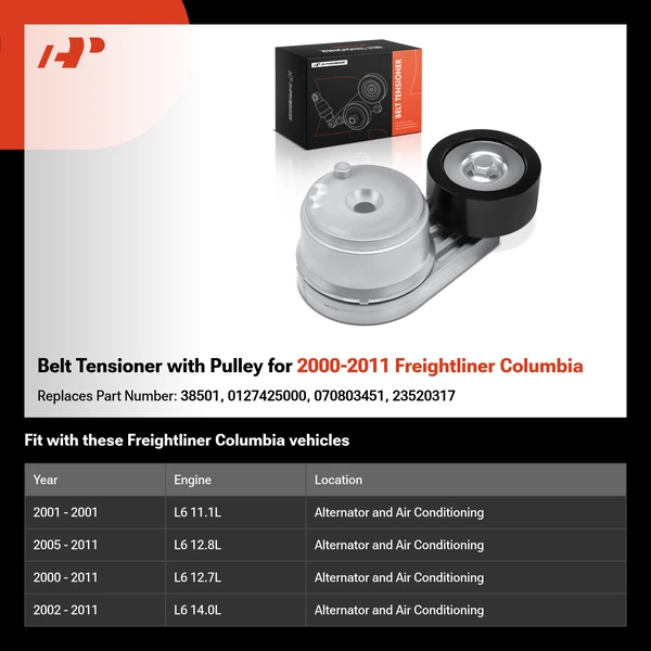 Belt Tensioner with Pulley for 2000-2011 Freightliner Columbia