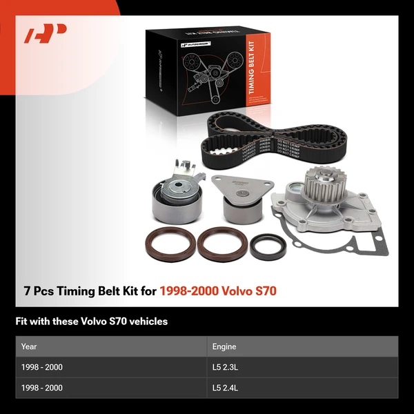 7 Pcs Timing Belt Kit for 1998-2000 Volvo S70