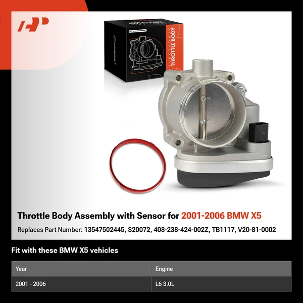 Throttle Body Assembly with Sensor for 2001-2006 BMW X5