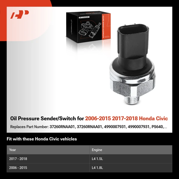 Oil Pressure Sender/Switch for 2006-2015 2017-2018 Honda Civic