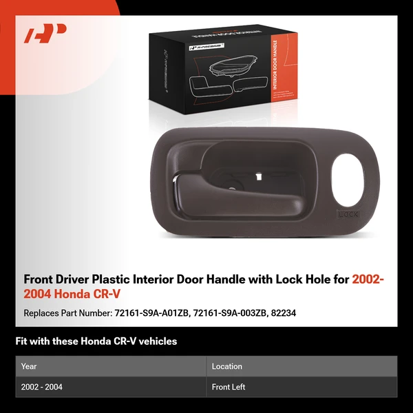 Front Driver Plastic Interior Door Handle with Lock Hole for 2002-2004 Honda CR-V