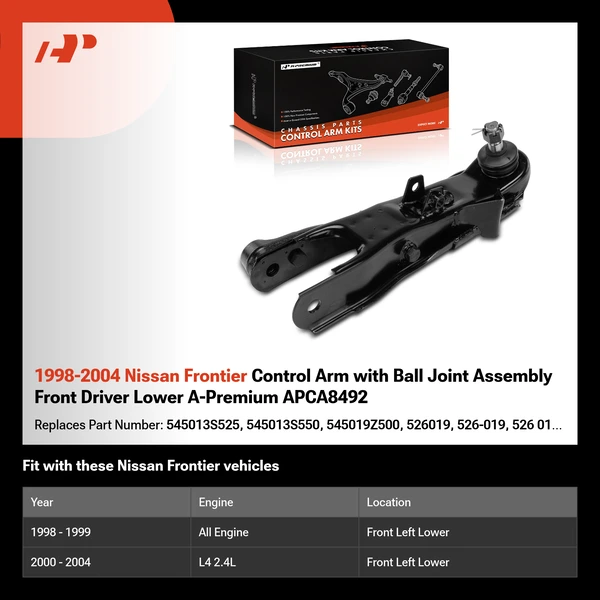 1998-2004 Nissan Frontier Control Arm with Ball Joint Assembly Front Driver Lower A-Premium APCA8492