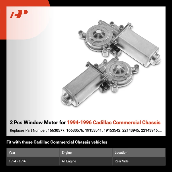 2 Pcs Window Motor for 1994-1996 Cadillac Commercial Chassis