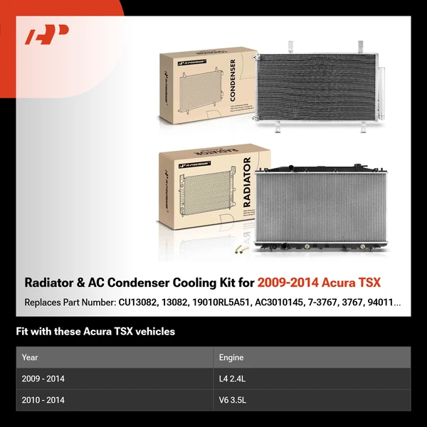Radiator & AC Condenser Cooling Kit for 2009-2014 Acura TSX