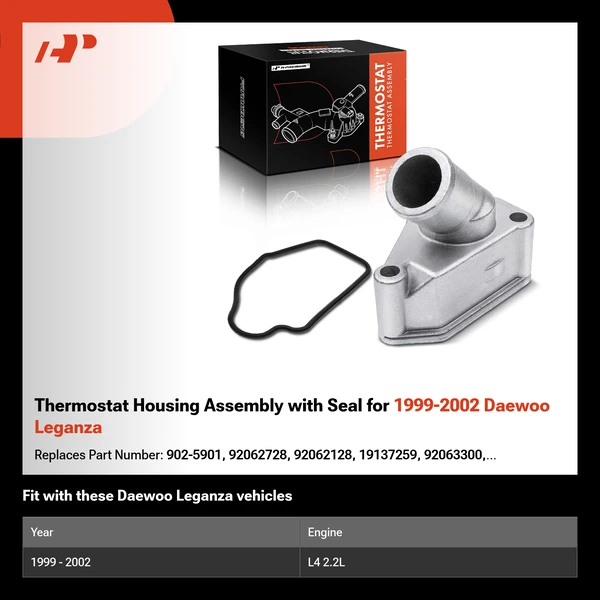 Thermostat Housing Assembly with Seal for 1999-2002 Daewoo Leganza