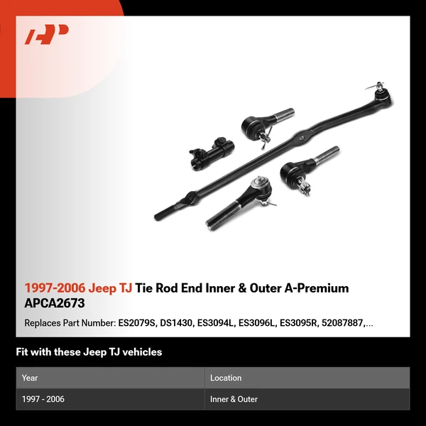 1997-2006 Jeep TJ Tie Rod End Inner & Outer A-Premium APCA2673