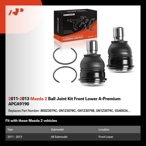 2011-2013 Mazda 2 Ball Joint Kit Front Lower A-Premium APCA9190