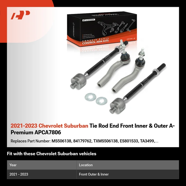 2021-2023 Chevrolet Suburban Tie Rod End Front Inner & Outer A-Premium APCA7806