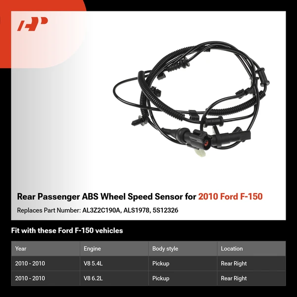 Rear Passenger ABS Wheel Speed Sensor for 2010 Ford F-150