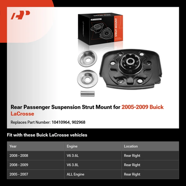 Rear Passenger Suspension Strut Mount for 2005-2009 Buick LaCrosse