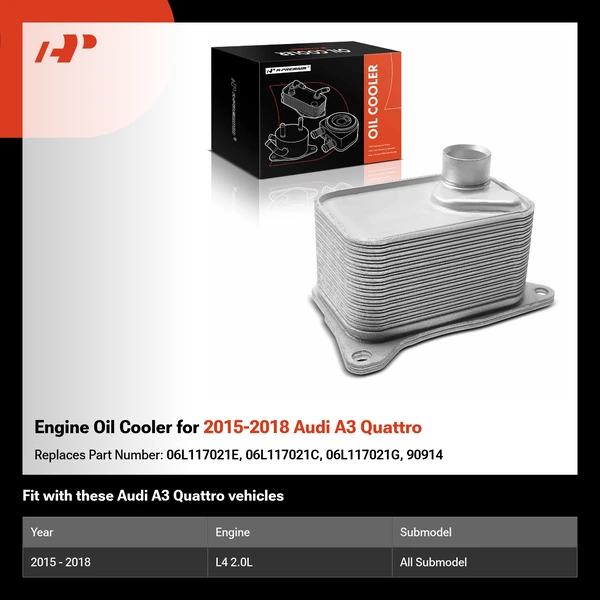 Engine Oil Cooler for 2015-2018 Audi A3 Quattro