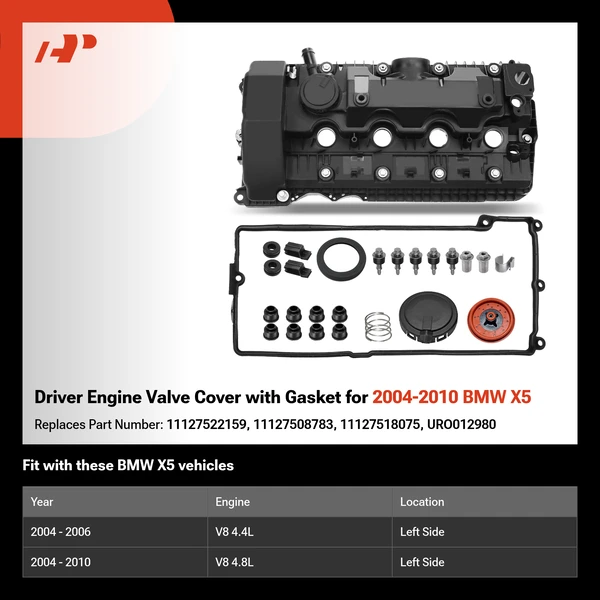 Driver Engine Valve Cover with Gasket for 2004-2010 BMW X5