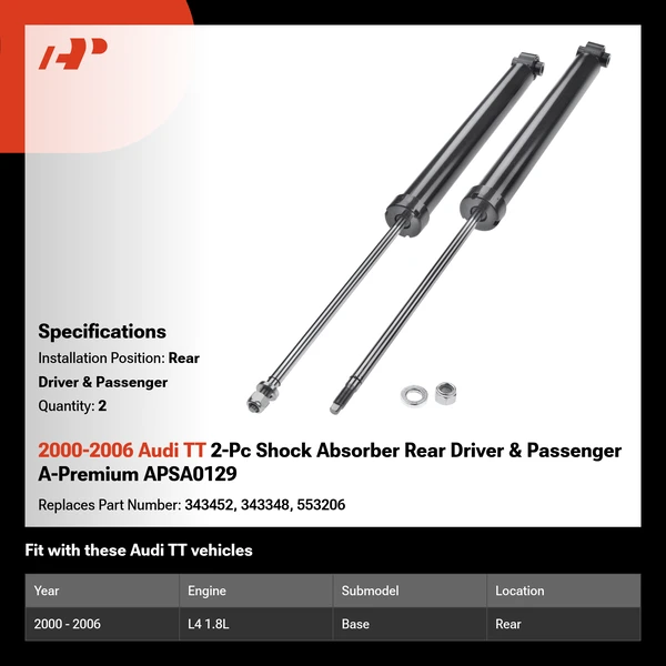 2000-2006 Audi TT 2-Pc Shock Absorber Rear Driver & Passenger A-Premium APSA0129