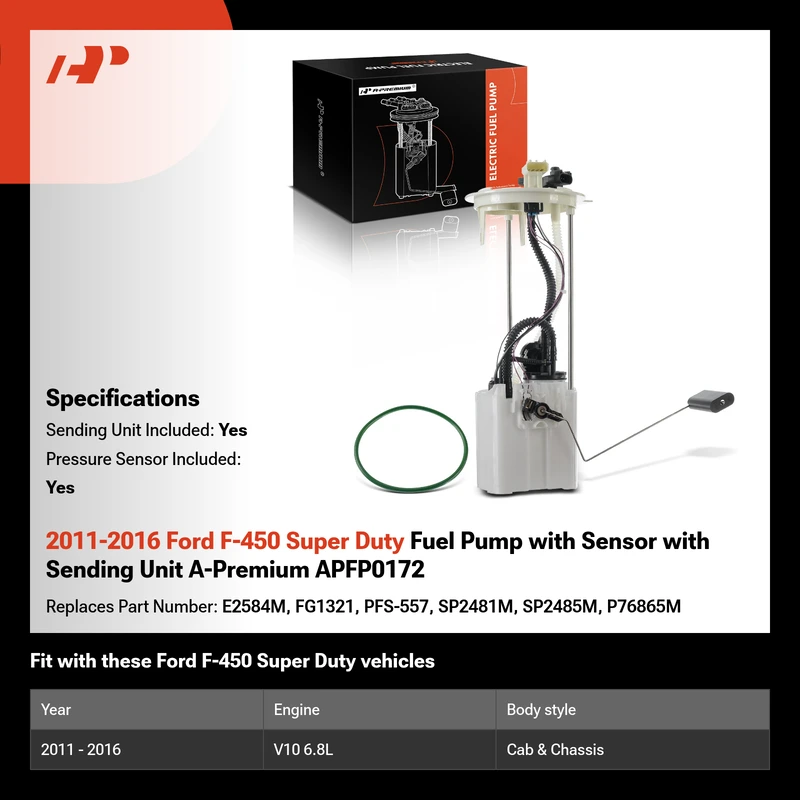 2011-2016 Ford F-450 Super Duty Fuel Pump with Sensor with Sending Unit A-Premium APFP0172